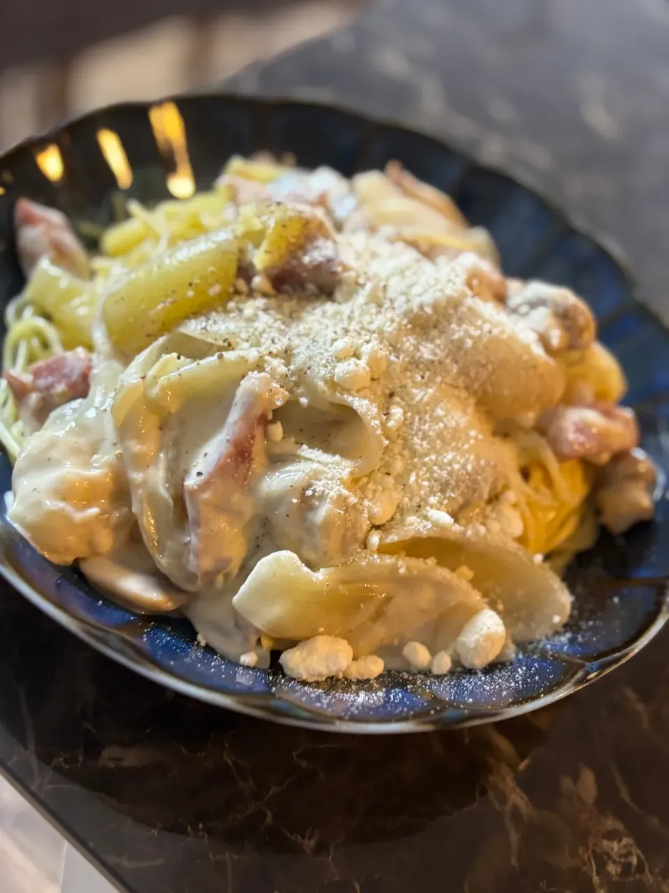 息子作のベーコンクリームパスタ|yuiさん