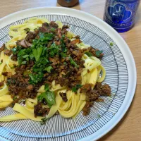 椎茸たっぷり麻辣ボロネーゼ