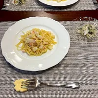 カニカマとじゃがいもの塩パスタ|lingesさん