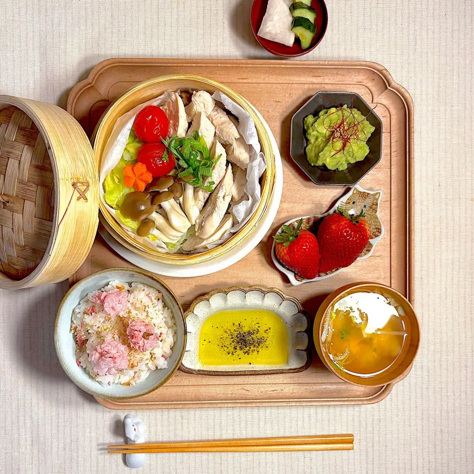 鶏と野菜の蒸籠蒸しの献立|すずさん