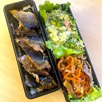 2段海苔サンマ丼、ブロッコリーポテサラ、切り干し大根弁当|masaさん