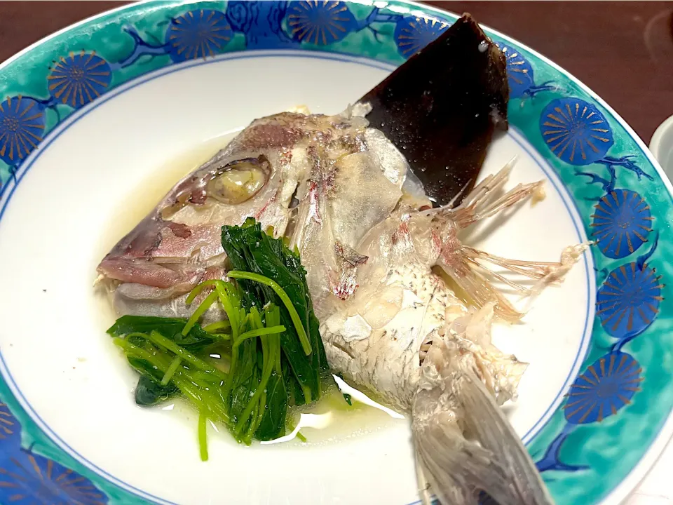 ⑥4月2日・［お寿司コース🍣］・カブト🐟酒蒸し😋✨（食べるとこ少ないけど💦美味しかったです😅）|山勝さん