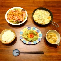 🐷ローストポークサラダ🥗/ 🥔じゃがシラスチーズ🐟🧀/ 🥑アボカドユッケ🥚|しゅりり𓂃𓈒𓋜さん