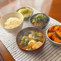 かぼちゃのだいず肉みそ照り焼きで二日酔いブランチ|きいろさん