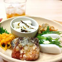 梅酒と5種のおつまみプレート|あゆみ│ハレシピさん