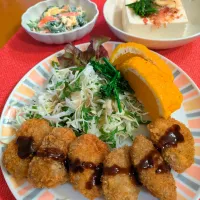 ☆鶏梅肉カツ　☆ほうれん草マヨ和え　☆冷奴
