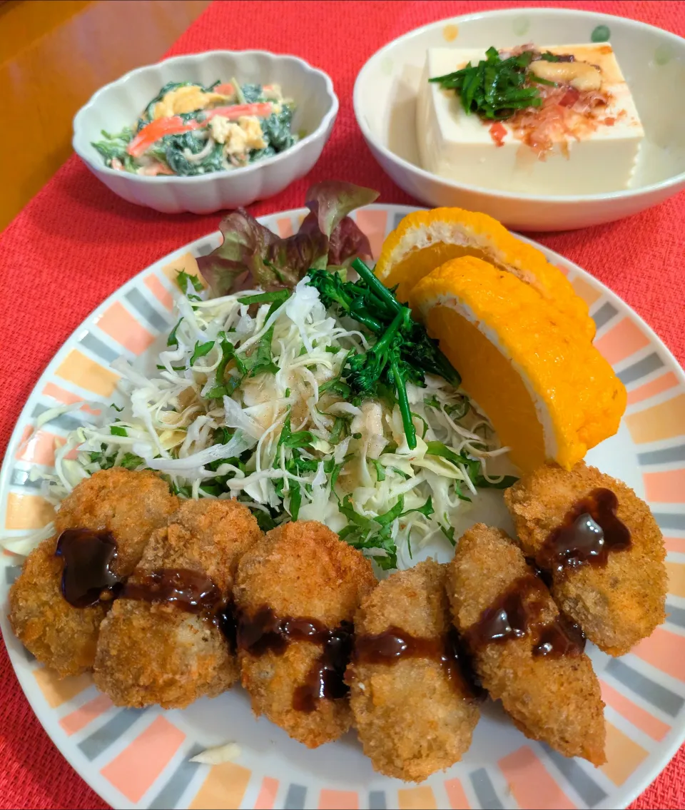 ☆鶏梅肉カツ　☆ほうれん草マヨ和え　☆冷奴|chikakoさん