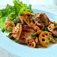 豚バラ肉と蓮根のバルサミコ炒め