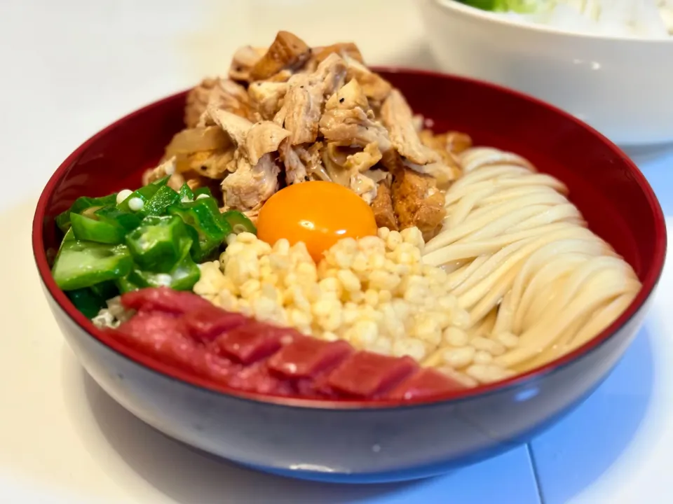 ほぐしささみと絹揚げのぶっかけうどん|マニラ男さん