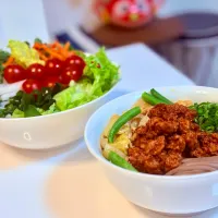 大豆ミートのヘルシー炸醤うどん|マニラ男さん