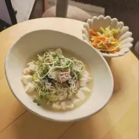 冷や汁モドキ（温）＆ブロッコリーの芯と人参の洋風きんぴら|mi_neneco♪さん