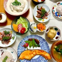 鮭の塩糀焼きの晩ごはん|むぎこさん