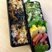 炊き込みご飯、ブロッコリーポテトサラダ弁当|masaさん