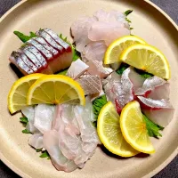 縞鯵とアコウの刺し盛り