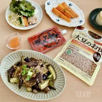 味吸ってます ナスと大豆のお肉の辛みそ炒め