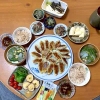 マルコメさん大豆のお肉乾燥ミンチタイプ入り餃子🥟で夜ご飯🌖