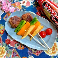 肉団子と春野菜の串さし🌸