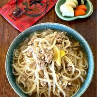 ランチ♯辛みそ　肉うどん♯うどん|小松菜さん