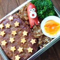 漢の…自分用🍱キーマカリーバーグ弁当| ᵏᵒᵘさん