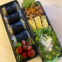 明日の昼飯弁当シリーズ、昨日の余り物再構成、