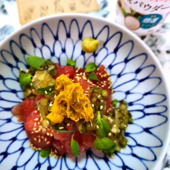 Snapdishの人気料理写真:🔷山形県だしがけ🐟もっちりなびんちょうまぐろ🔷