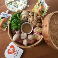 蒸籠で発酵ディプソース😃バーニャカウダ風