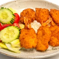 Coconut Shrimp Over Rice & Fried Calamari|J. PARKさん