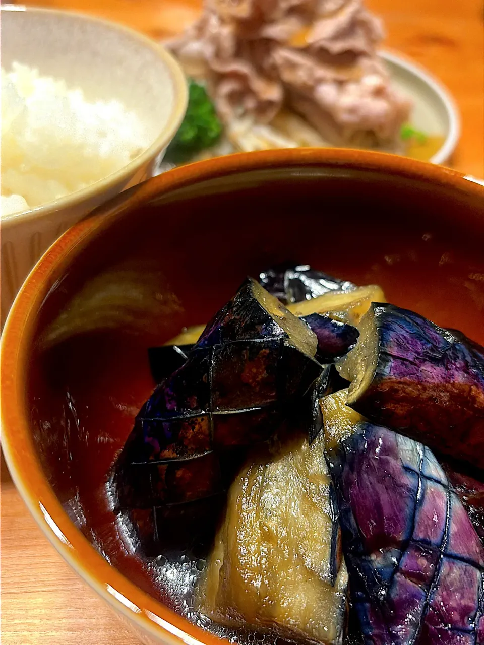茄子の煮びたしと豚しゃぶサラダ|おさかなさん