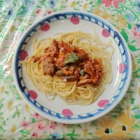 サバトマト煮(缶)のスパゲティー| はやとさん