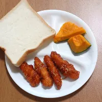 食パン、かぼちゃ、甘辛チキン| ナナさん