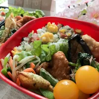 ＊0191. カブの葉炒飯＆長茄子の蒲焼き🍆娘ちゃんの高校生弁当🍱＆パパ弁当🍱✨＊| ＊抹茶＊さん