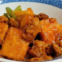 絹揚げ豆腐の旨辛キムチ炒め|きつねさん