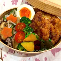 唐揚げ&野菜たっぷり生姜焼き🍱