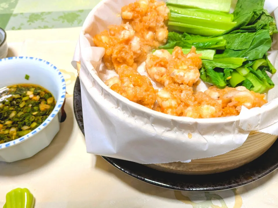 海老とれんこん団子の蒸し料理|香っちゃんさん