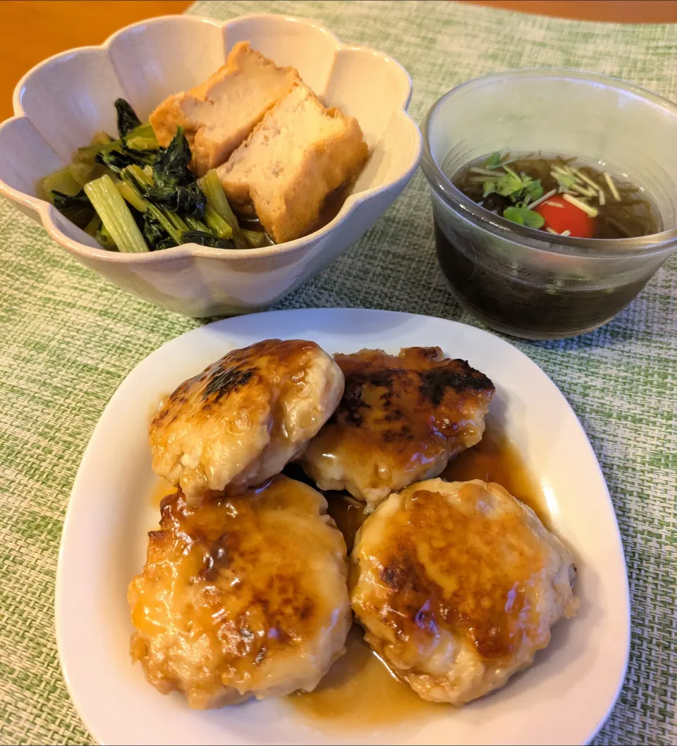☆照り焼きつくね　☆厚揚げと小松菜の煮物　☆もずく酢|chikakoさん