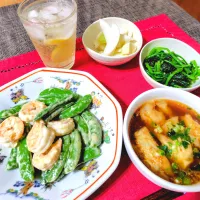 【主菜】スナップエンドウと海老のマヨ炒め|シュビラさん