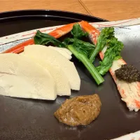 白子筍と松葉蟹