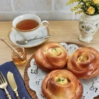 柚子胡椒ポテトの花パン☺️🌼|あみさん