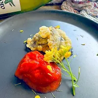 うおぜの天ぷら、梅いちごソース添え|くまちゃんさん