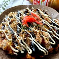 豚キムチ餅チーズお好み焼き♡(長いわっ) ひとみん産ソースで💜