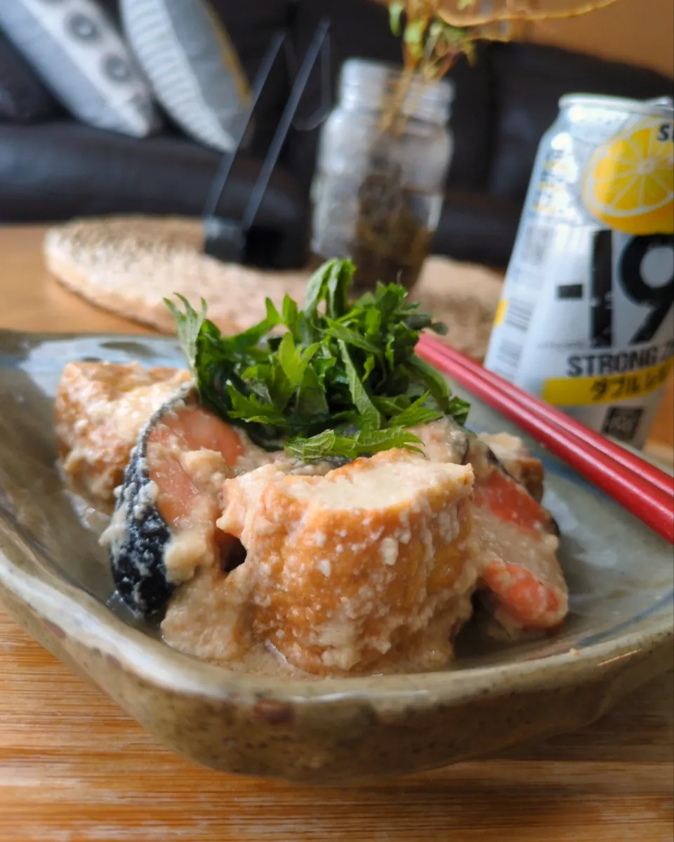 鮭あらと厚揚げの粕煮|まりおさん