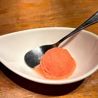 ⑥4月11日・［和食寄りのコース😋✨］・お口直しのシャーベット❣️（いちご🍓）|山勝さん