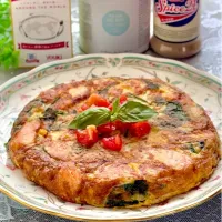 サーモンとほうれん草のスパニッシュオムレツ🥬🍣