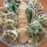 ＊まだ４月だけど、お花見🌸散歩したら暑くてお昼は素麺になりました☀️山菜と野菜の天ぷらも揚げたよ🥬＊|＊抹茶＊さん