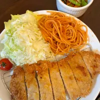 豚カツ＆小松菜と人参の胡麻和え|単身赴任のっちさん