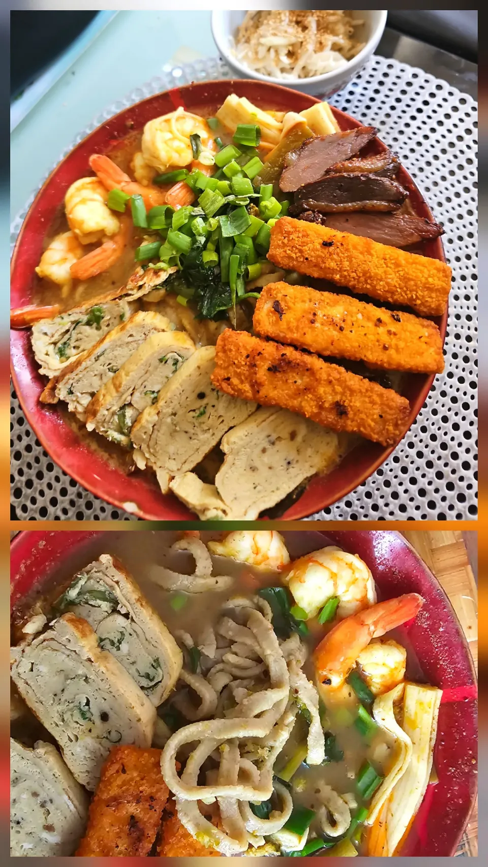 🇯🇵Ramen with prawns ,breaded fish,Tamagoyaki, smoked duck,shrimp broth|KWAII69さん