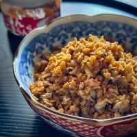 ごはんとまらん明太子で大豆のお肉そぼろ