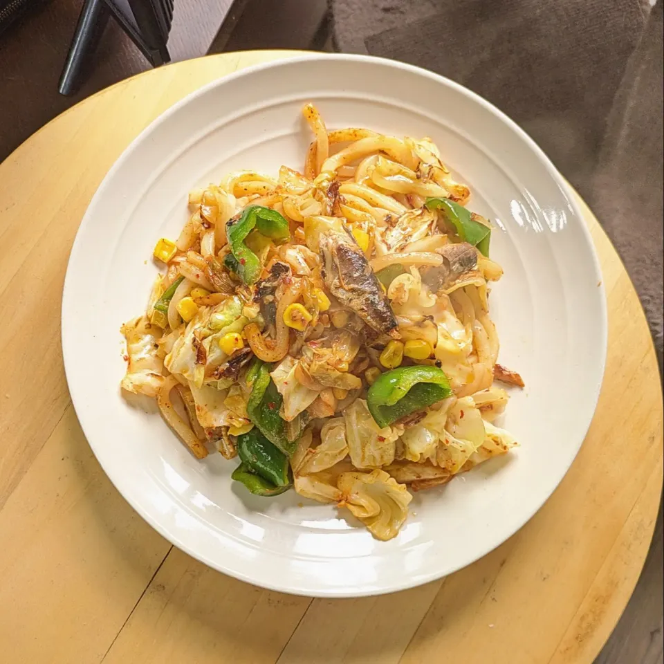 春キャベツがっつり鰯キムチ焼きうどん|mi_neneco♪さん