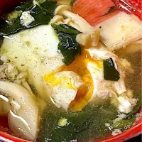 ブナピーとほうれん草と玉子のお味噌汁、半熟嫌いだからこの後チンするw| IGGYさん