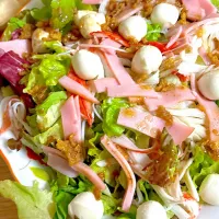 モッツァレラチーズとロースハムのリーフサラダ。|くろーぶやんさん